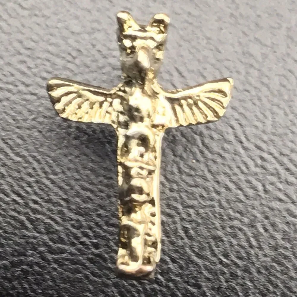 Totem Pole Pin Brooch Gold Tone Vintage Small